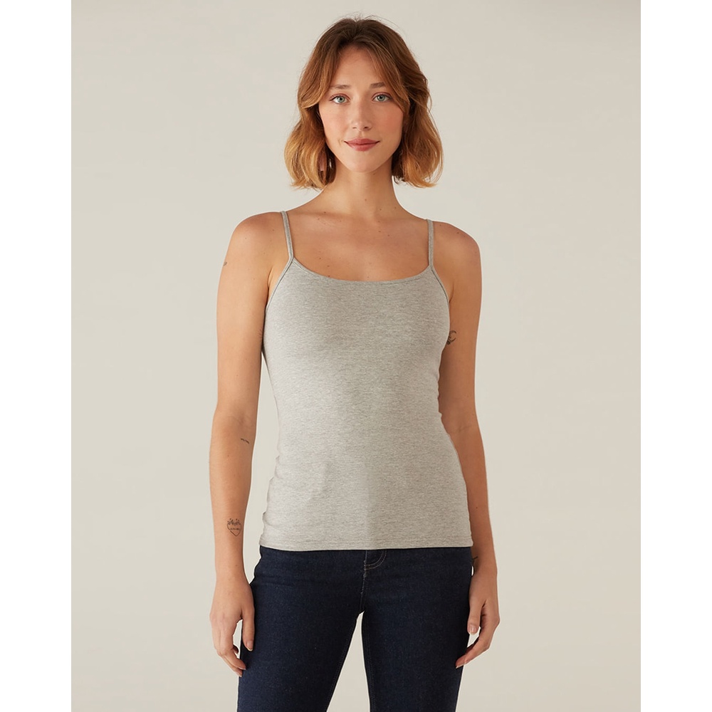 Regata Básica Feminina Alça Fina Em Algodão - Women Clothes
