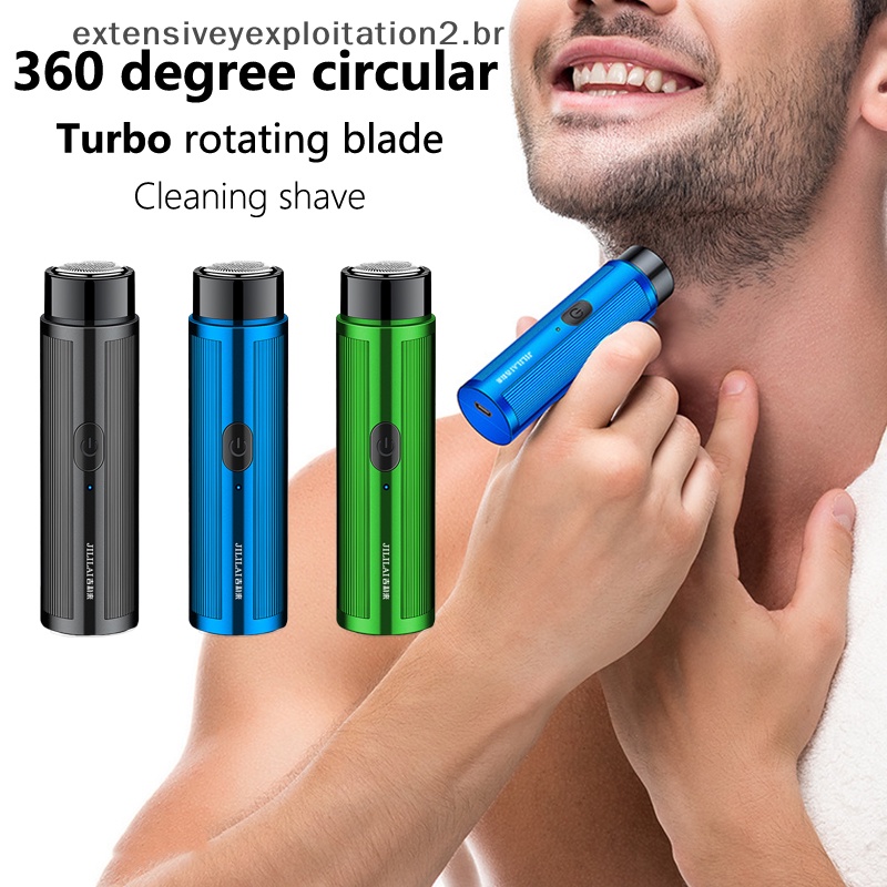 Fashion Mini USB Barbeador Elétrico De Barbear Portátil Com Cabeça De Corte Rotativo De Barba Trimmer .