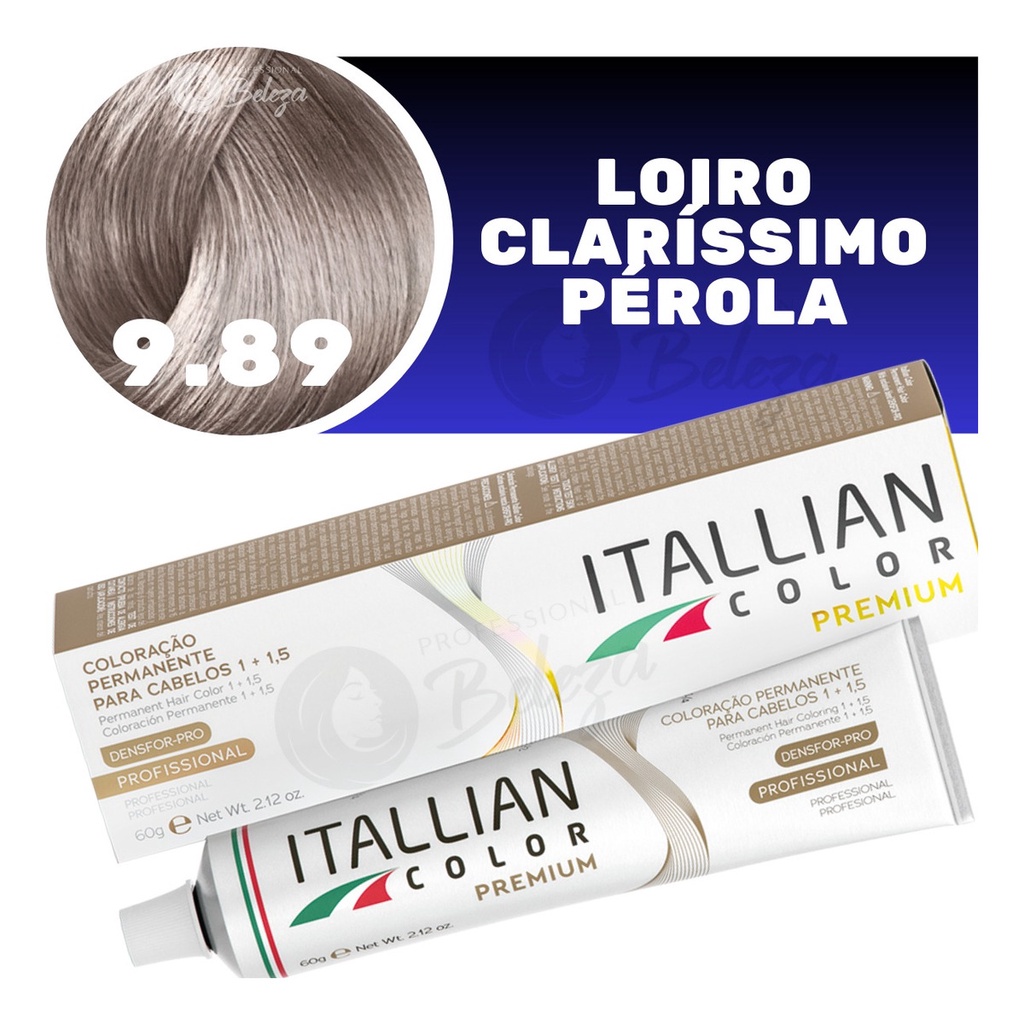 Coloração Itallian Color Professional 9.89 (989) Pérola 60g em Oferta na Shopee