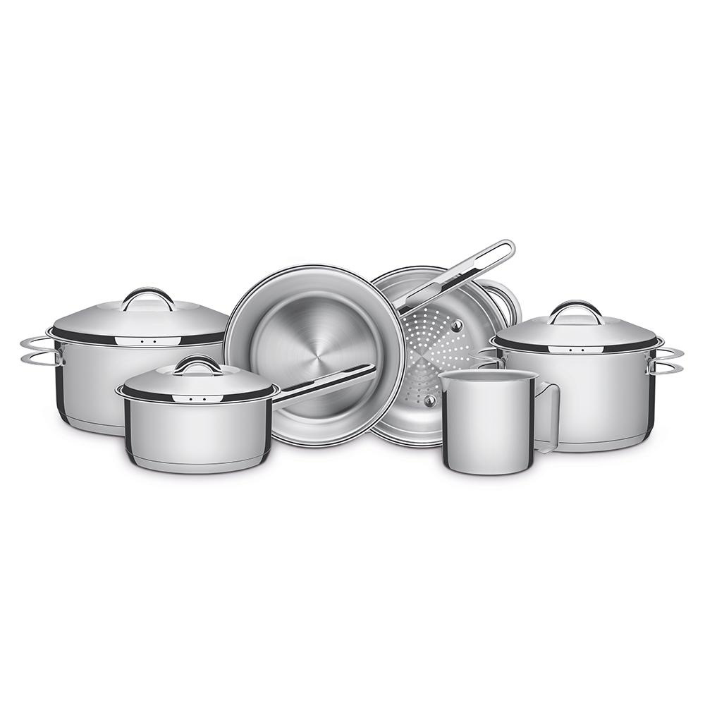 Jogo de Panelas Solar em Aço Inox com Fundo Triplo 6 Peças - Tramontina