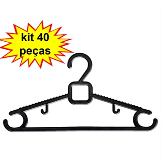 Kit 40 Cabides modelo adulto linha luxo premium cor preto atacado resistente reforçado em Oferta na Shopee