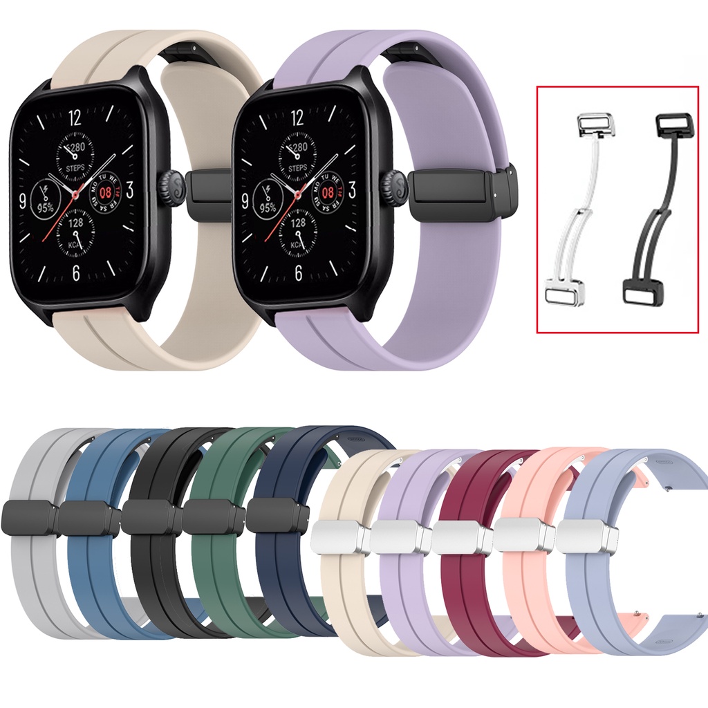 Fivela magnética de Silicone de 20mm para Huami Amazfit GTS2 GTS4 mini GTS3 GTS2e Neo GTS 2 3 4 2e Bracelete