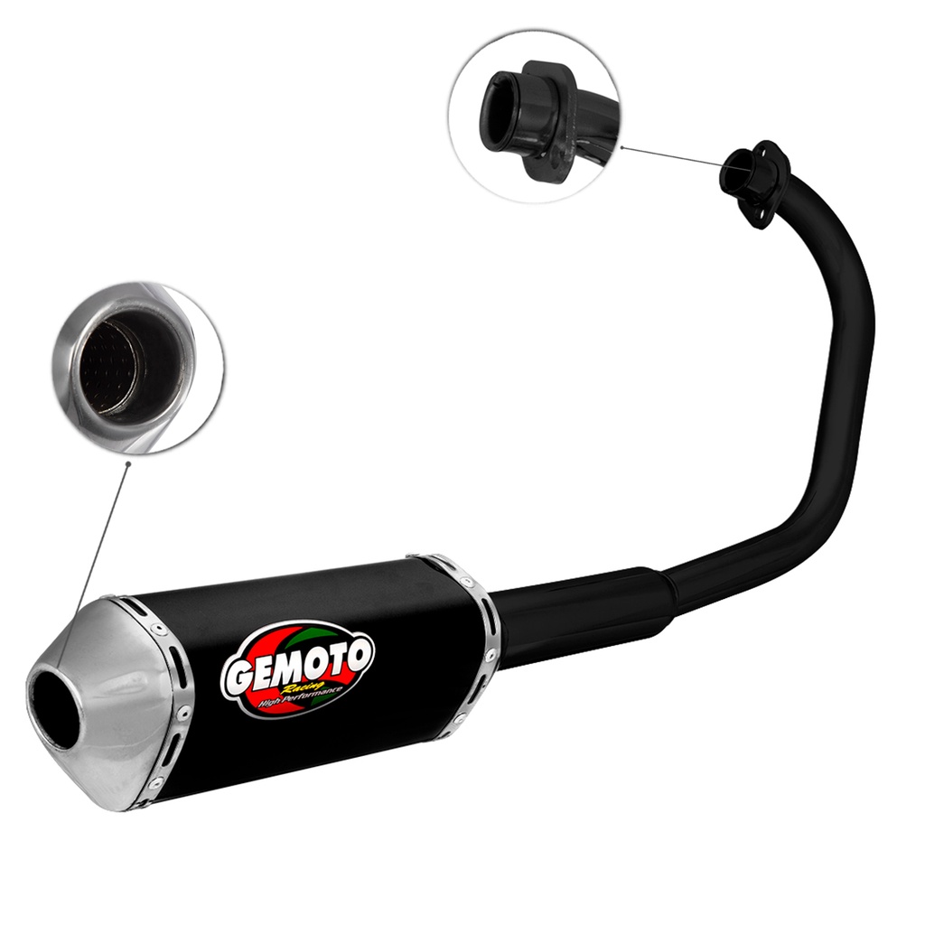 Escapamento Escape Moto Gemoto Racing 3 Trioval Compatível Titan Ks 125 Fan 2000 a 2008