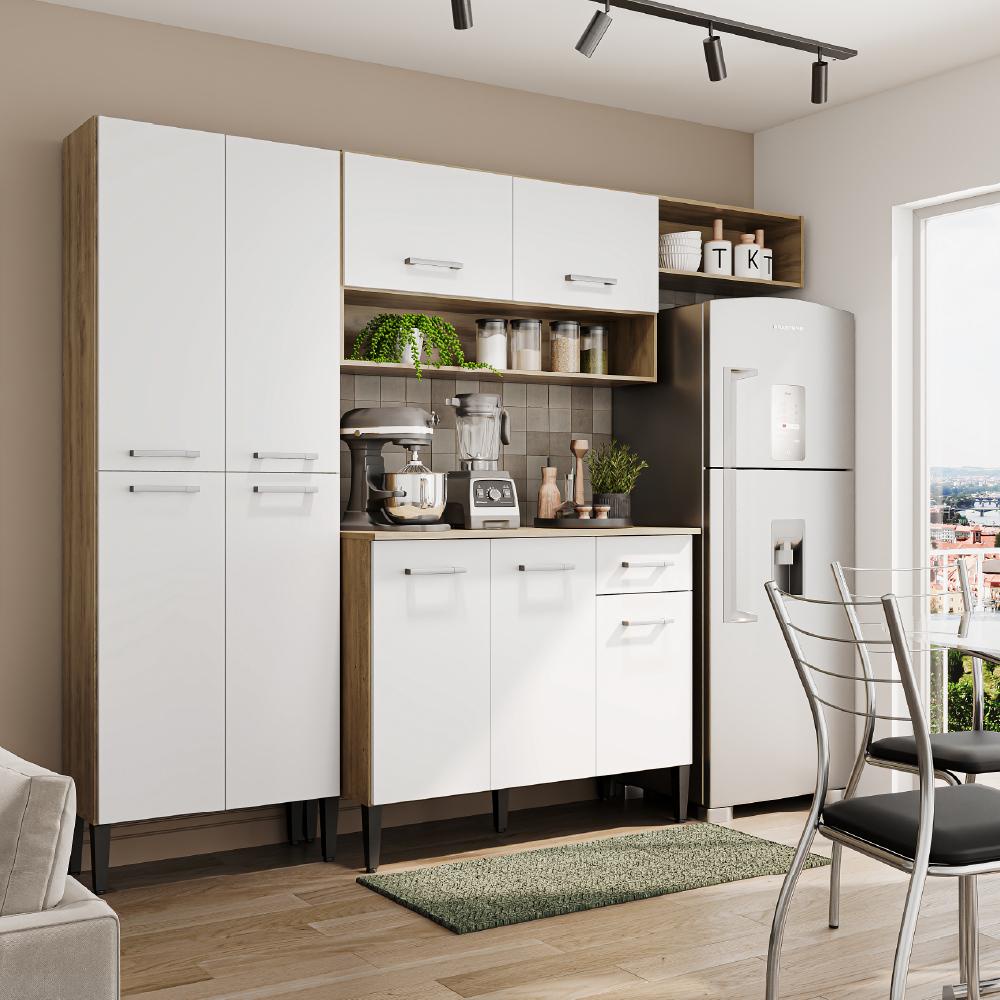 Cozinha Compacta Arizona Glam Carvalho com Branco Carraro em Oferta na Shopee