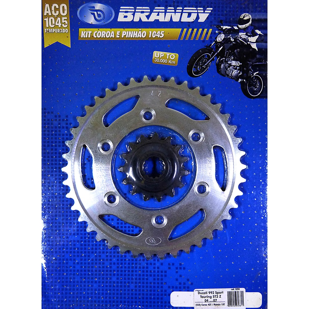 Kit Relação para Moto Ducati 992 Sport Touring ST3 Z 2004 até 2007 Sem Corrente - Brandy