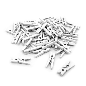 Mini Prendedor de Madeira Branco 2,5cm - 50 Unidades - Rizzo Distribuidora em Oferta na Shopee