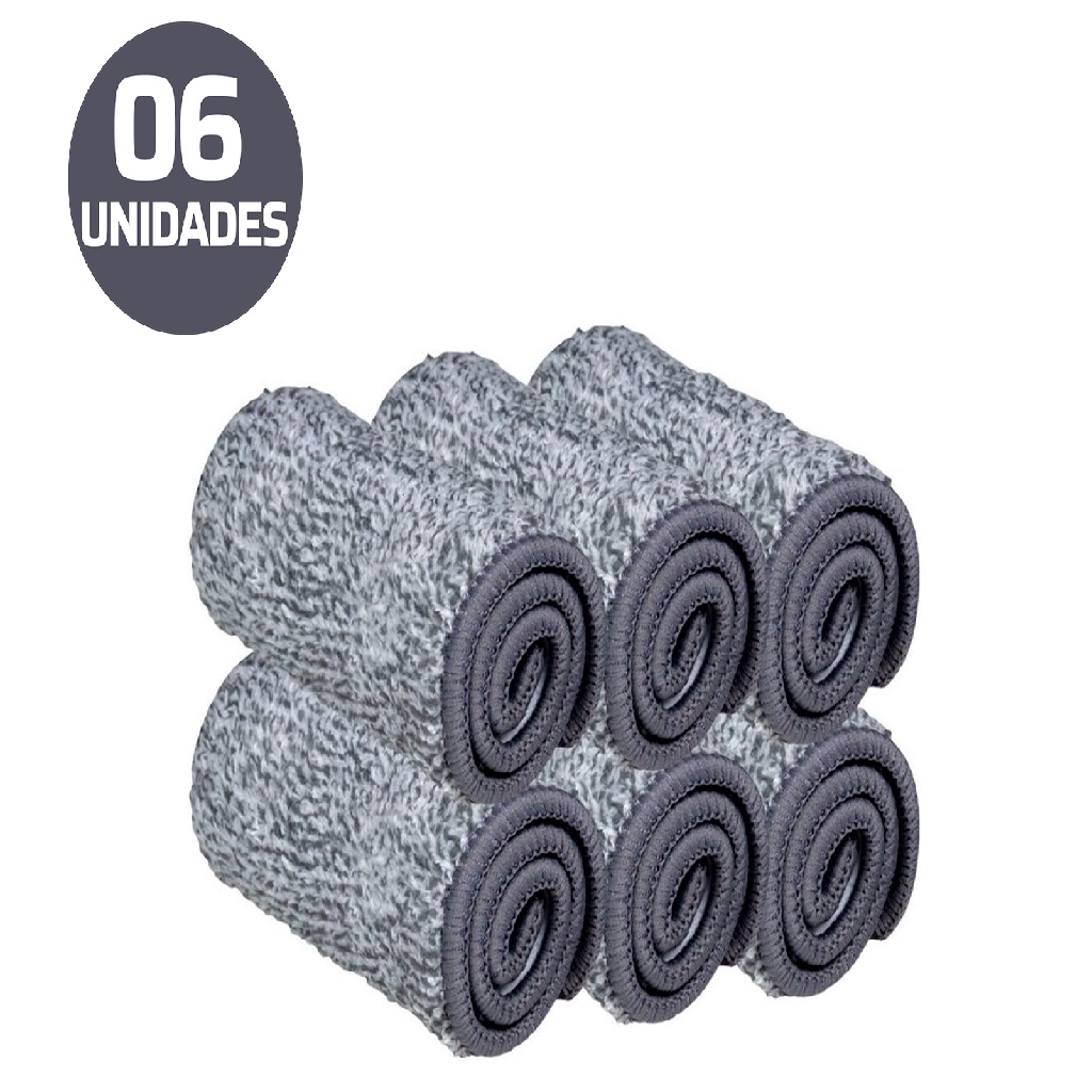 Kit 6 Unidades Refil Mop Rodo Flat Lava Seca Balde em Oferta na Shopee