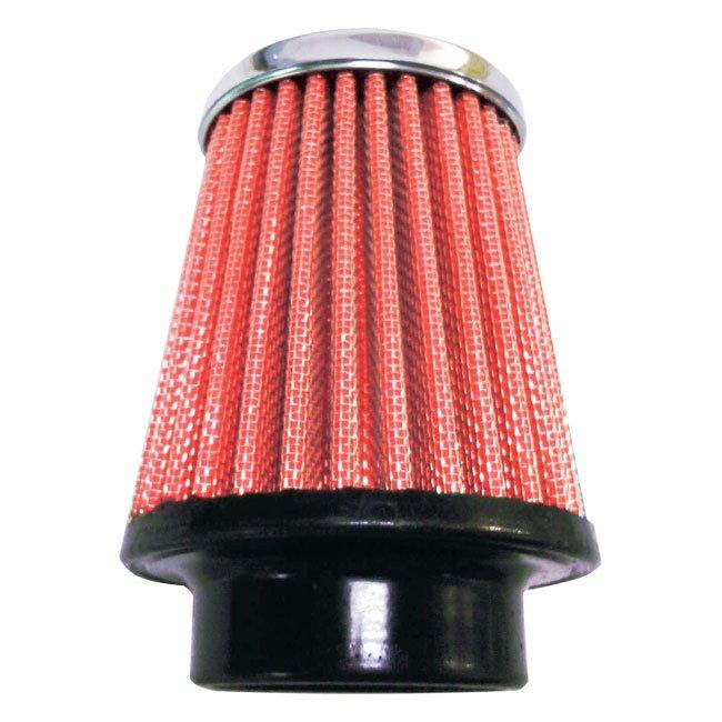 Filtro Esportivo Cônico Alumínio com Tecido Vermelho Lavável 52mm Turbo/Injeção Eletrônica Base em Borracha Race Chrome