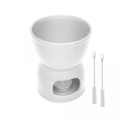 Aparelho de Fondue 4 Peças de Porcelana para Duas Pessoas Branco 400ml - Wolff