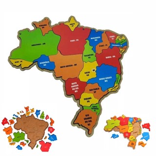 Mapa Brasil Brinquedo Educativo Quebra cabeça Pedagógico montessori em Oferta na Shopee