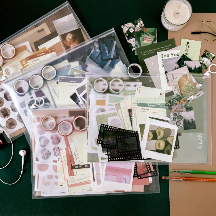 JIANWU Série De Álbuns Literários Conjunto De Papel Autocolante De Fita Adesiva Simple Decoration basics journal ins Diário Gravável