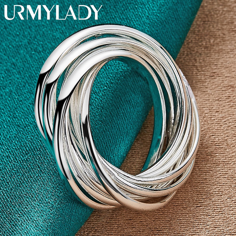 URMYLADY 925 Prata Esterlina Cinco Anéis 7-10 # Anel Para Mulheres Festa De Casamento Jóias De Encanto Da Moda