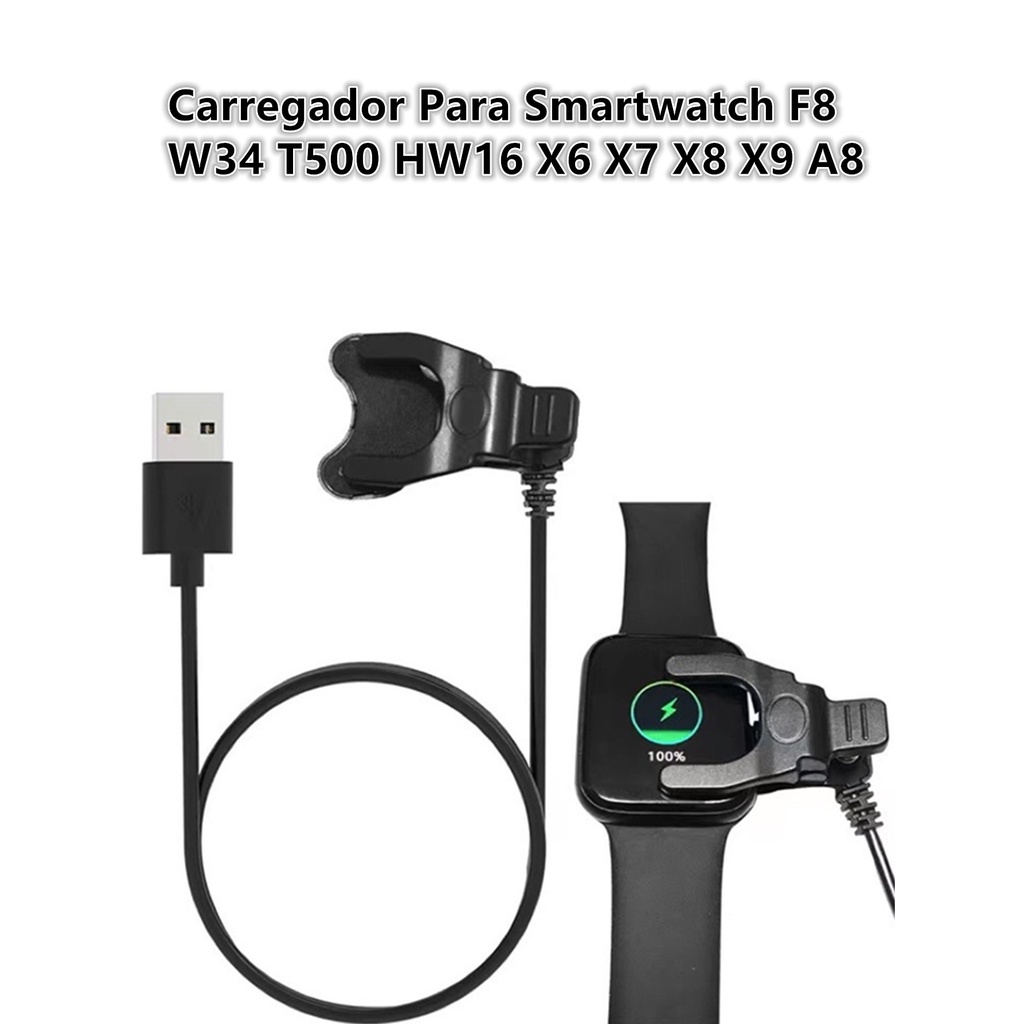 Cabo Usb Carregador Para Smartwatch F8 W34 T500 HW16 X6 X7 X8 X9 A8 em Oferta na Shopee