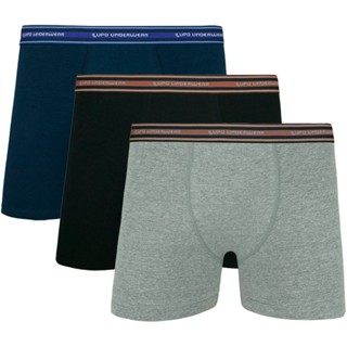 Kit 3 Cueca Boxer Plus Size Algodão Masculino Elastico Lupo