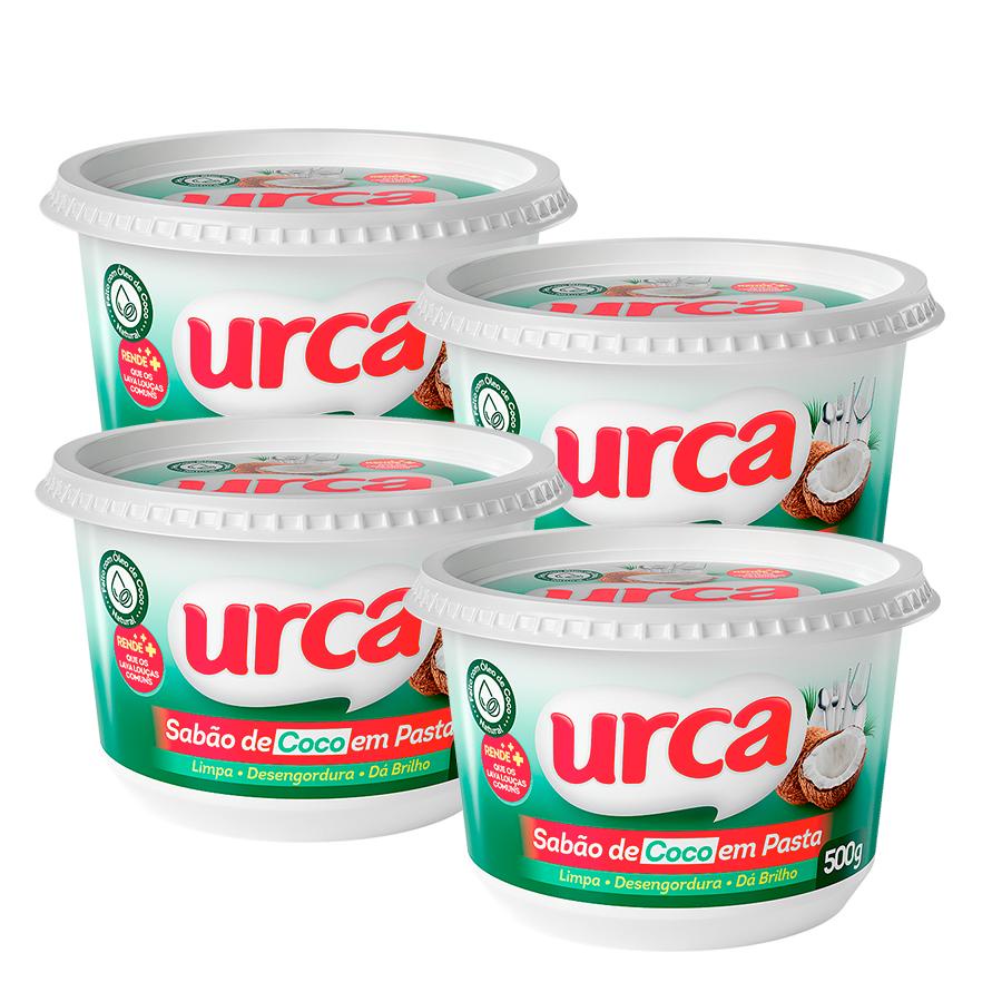 Kit 4 Sabão em Pasta Coco 3 em 1 Urca 500G