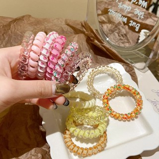 6Pcs/Bag High Elastic Gradient Color Spiral Hair Rope Girl Head Fitas De Cabelo Anel De Borracha Cabeleireiro