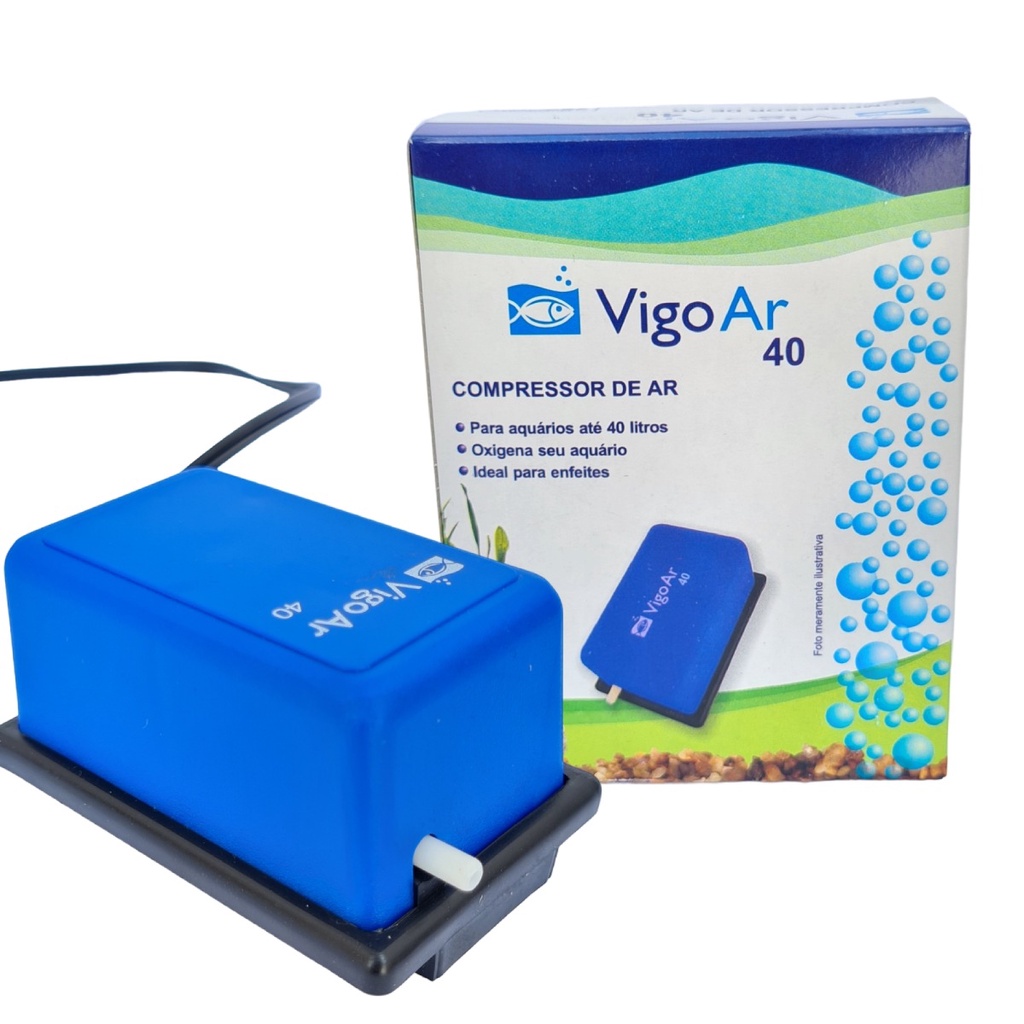 Compressor de Ar para aquario de 40L Vigoar Bombinha de agua