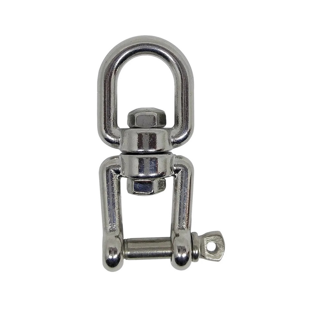 Manilha Dupla 8 Mm Aço Inox Com Pino E Destorcedor Náutica Manilha x Olhal