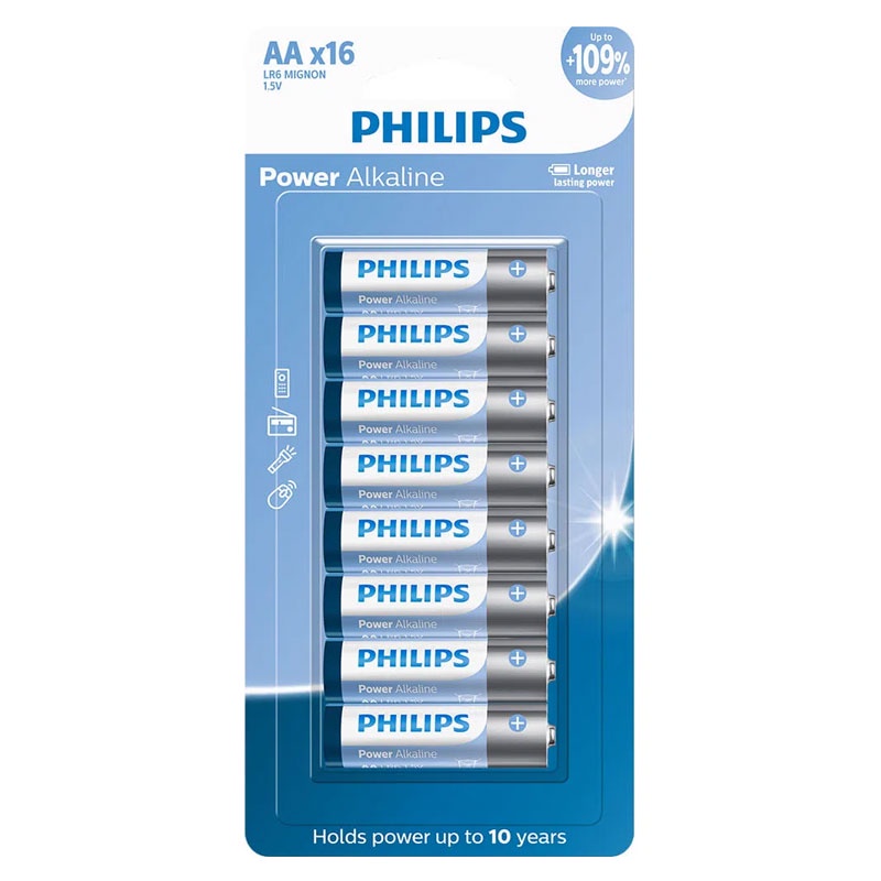 Pilha alcalina pequena AA com 16 unidades LR6P16B/59 Philips em Oferta na Shopee