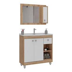 Gabinete Banheiro com Cuba e Espelheira 80cm Multimóveis CR10102