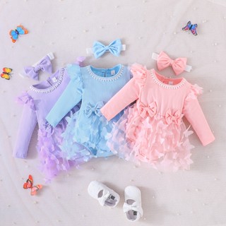 Conjunto Vestido De Bebê Menina Recém-Nascidos 0-18 Meses Moda Manga Longa Fofa Borboleta Fofa Bow Vestidos De Princesa Infantil