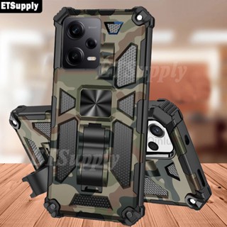 Capa De Telefone Para Xiaomi Poco X5 Pro Tampa Traseira Protetora Anti-Queda Camuflagem Com Suporte Mi