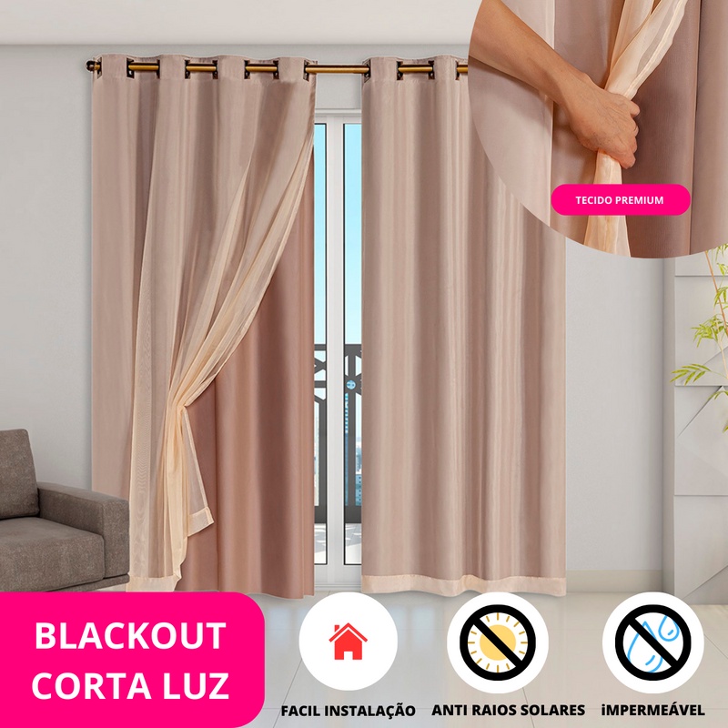 Cortina 2,80×2,80m Blackout Tecido blackout em PVC Corta 100% a Luz Anti Sol Tapa Luz Solar Blekaute Sala Quarto