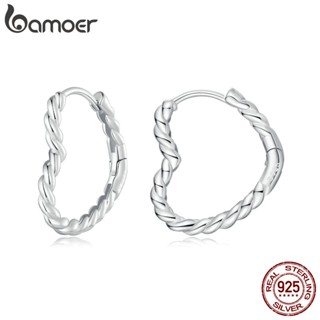 Prata Bamoer 925 Sterling Simples Clipes Para Orelha Em Forma De Coração Jóias De Moda Presentes Mulheres