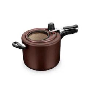 Panela De Pressão Antiaderente 4,5L Com Visor de Vidro Marrom Chocolate MTA - 9195 em Oferta na Shopee