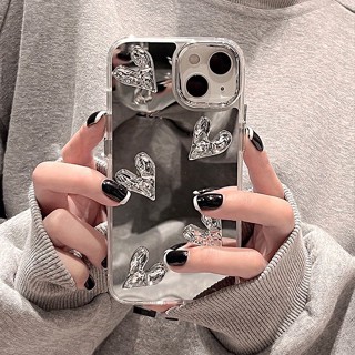 Capa De Telefone Espelhada 3D Ins Mirror Para IPhone 11 12 13 14 Pro MAX 7 8 Plus 11Pro X XR XS SE 2020 14plus Silicone Macia De Luxo Protetor Cardíaco À Prova De Choque