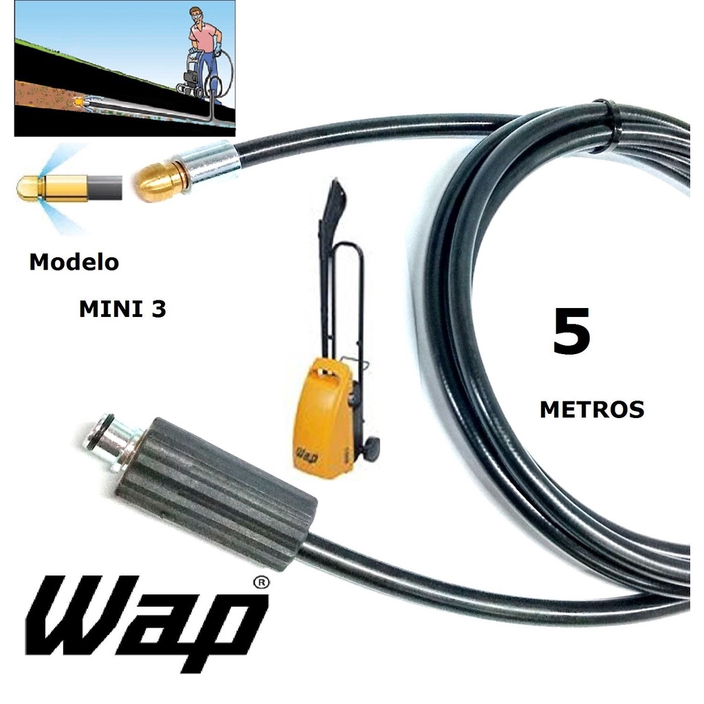 Mangueira desentupidora de tubulação WAP - 5 Metros - Wap MINI 3