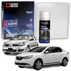 Filtro de Cabine Para Carro Renault Clio e Symbol + Higienizador Limpa Ar Tipo Granada
