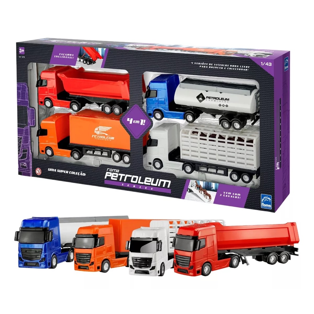 Kit Super Coleção 4 em 1 Caminhões Roma Petroleum Series 1/43 em Oferta na Shopee