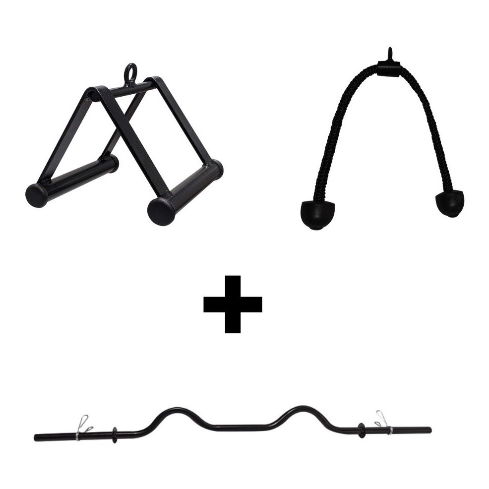 Kit Puxador Triângulo E Puxador Corda Tríceps E Barra W 110cm