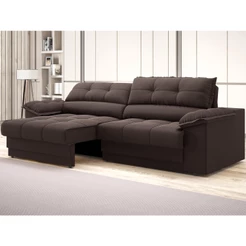 Sofá com Carregador USB Retrátil Reclinável Mimo 2,30m Velosuede Chocolate - NETSOFAS