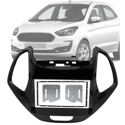 Moldura Painel 2 Din 7" Polegadas KA 2019 até 2021 Hatch Sedan Black Piano