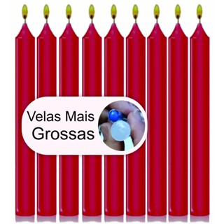 Vela Palito Colorida Atacado 50 unidades Vermelha 100% Parafina