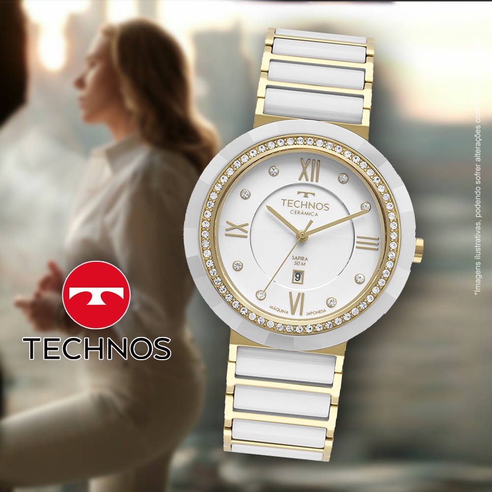 Relógio Technos Ceramic Safira Branco Feminino 2015CEK 2B
