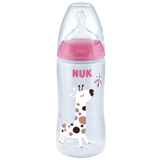 Mamadeira de Bebê Anticólica 360ml Tam2 6m+ Controle de Temperatura First Choice Girafa Rosa Nuk