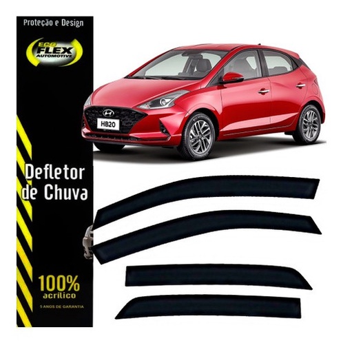 Calha de Chuva Defletor Slim Hyundai Novo Hb20 Hatch 2020 a 2022 4 Portas Ecoflex em Oferta na Shopee