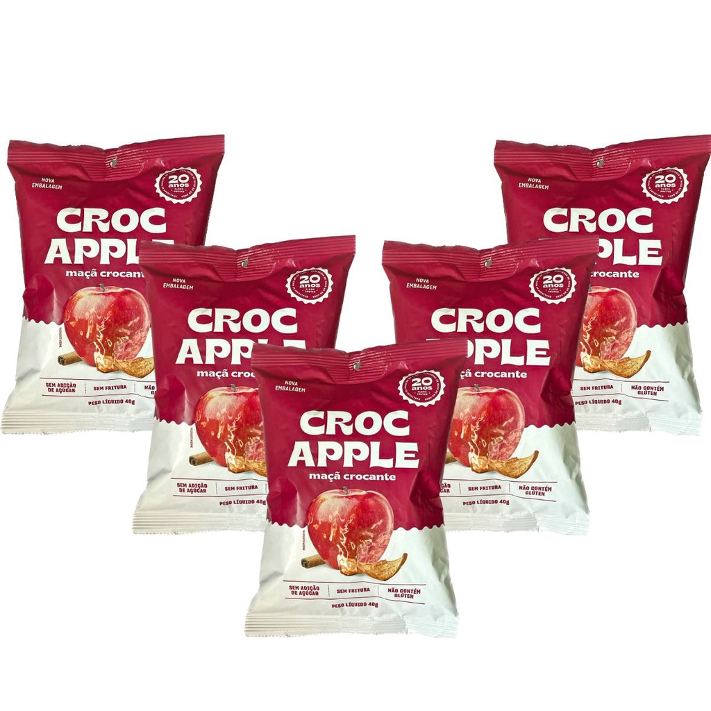 Kit 5 Croc Apple Maçã Crocante com Canela 40g