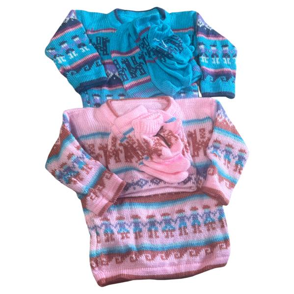 Kit Blusa De Frio Meia Luva E Touca De Trico