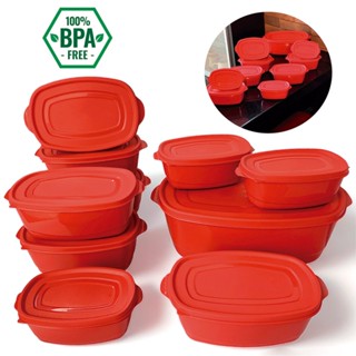 Kit 10 Potes Herméticos com Tampa Freezer Microondas Retangular Super Resistente BPA FREE