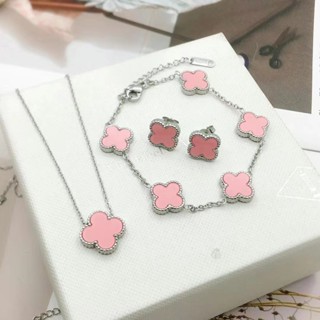 Colar De Trevo Clássico De Quatro Folhas De Titânio Prateadobraceletes Brincos De Aço Inoxidável Terno Versátil ins net red neck chain fadeless wholesale