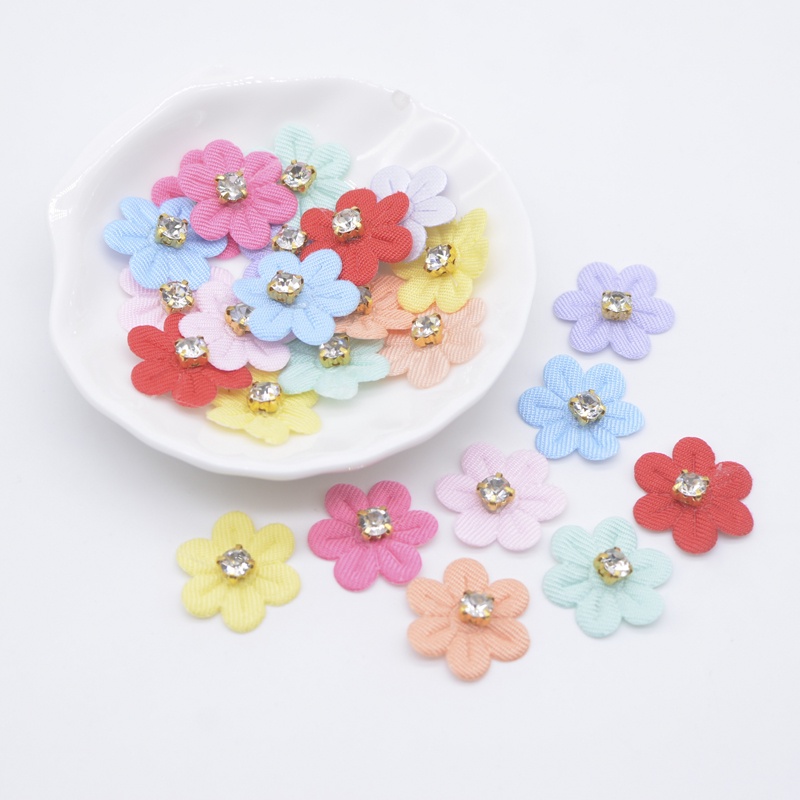 50pcs 2cm strass flor aplicativo para roupas chapéu artesanato costura patches DIY cabeça clipes arco decoração