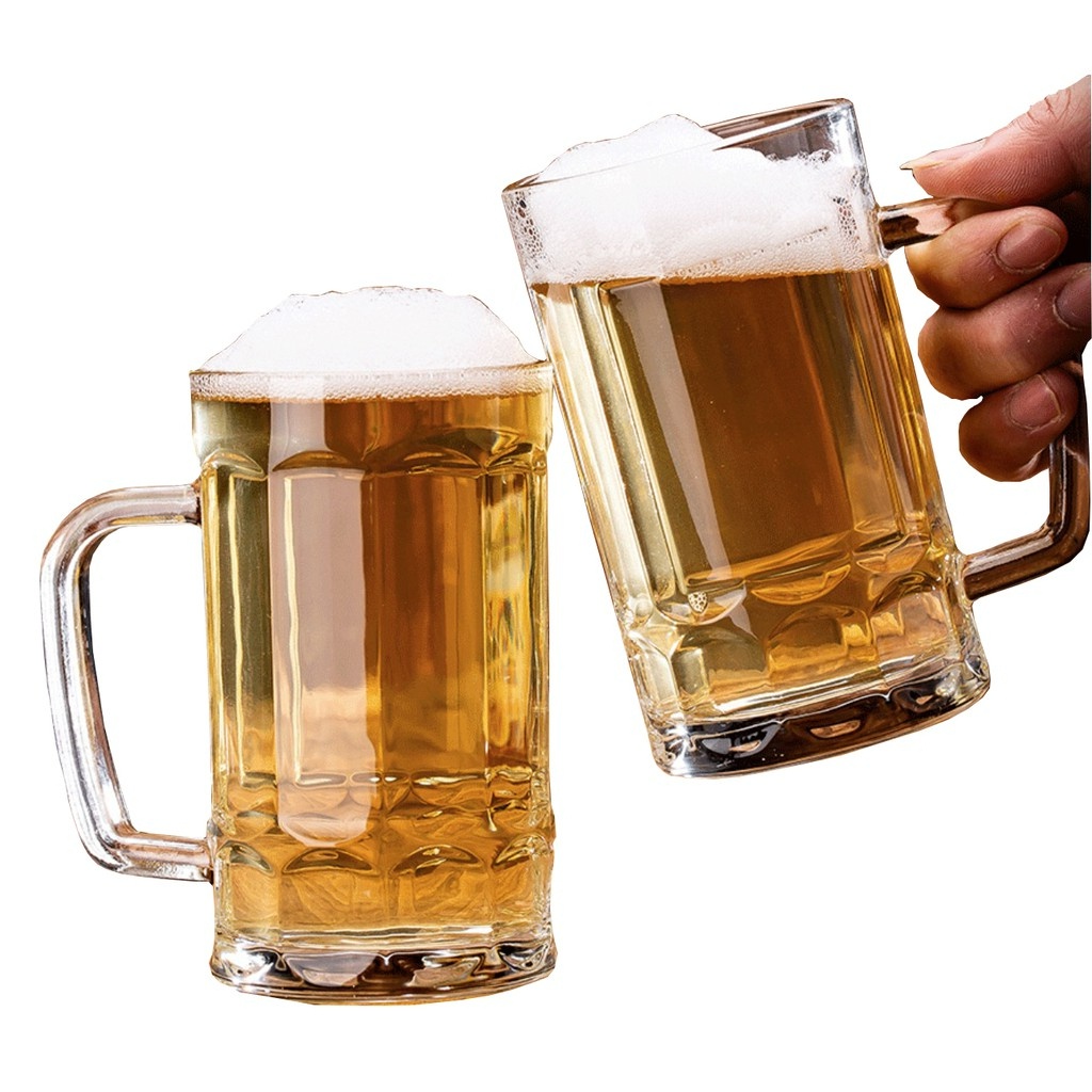 Caneca De Cerveja Chopp Vidro 2 Unidades 400 ml Reforçada Grande Grosso Chope Inglesa Copo Transparente Resistente