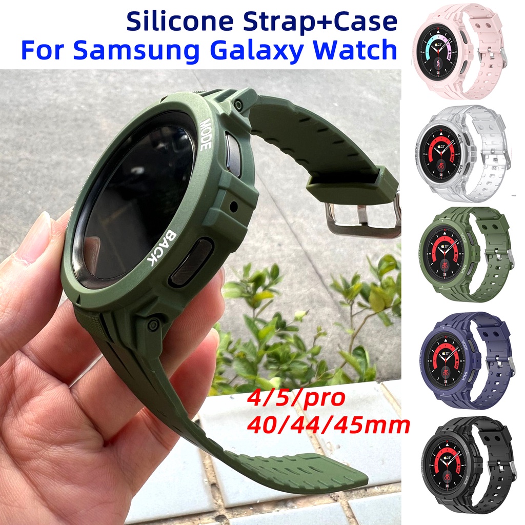 Capa De Silicone TPU Para Relógio Samsung Galaxy Watch 5 Pro 45mm Bezel Band Protetor De Watch4 5 40 44mm Correia Esportiva À Prova D'água