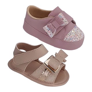 Promoção Kit 2 Pares Tênis Sandalinha Bebê Menina Sapatinho Confortável