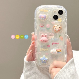 Capa Para iPhone 3D Rabbit Bear Clear Phone 11 12 13 14 Pro MAX Plus 14Pro 13Pro X XR XS Câmera De Silicone Cartoon Com Corrente Traseira Macia À Prova De Choque