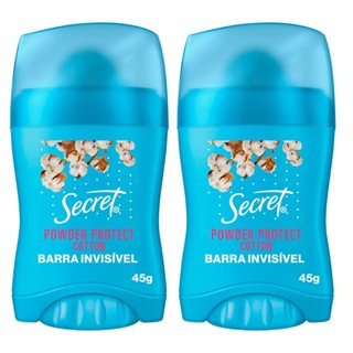 Kit 2 Antitranspirantes em Barra Secret Powder Protect Algodão 45g